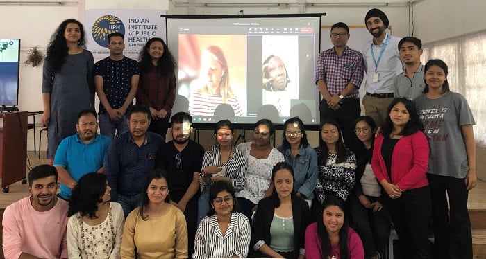 WHO health systems team with students from IIPH for a workshop on health financing in Shillong, Meghalaya.
